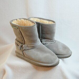 Bearpaw Grey Braided Leather and Sheep Wool Lined Boots Size 1